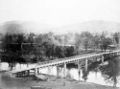 The Prince Alfred bridge crosses the Murrumbidgee River at Gundagai, photographed c. 1885