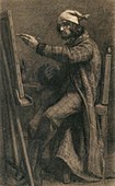 Artist at His Easel, c. 1847–48, charcoal on paper