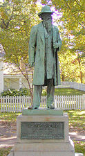 John H. Stevens statue at Minnehaha Park. Sculptor Johannes Gelert worked from drawings made by Fjelde.