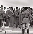 Image 25Abdulaziz (left) and Farouk checking an Egyptian Army unit in 1946. Other people picture include princes Fahd, Abdullah, and Mishaal, as well as prince Muhammad Abdel Moneim. (from History of Saudi Arabia)