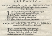 Lithuanian panegyric to the Lithuanian Grand Duke in AD 1589, where the genitive case of the name of Lithuanian state is Lietuwos