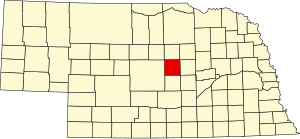 Map of Nebraska highlighting Valley County