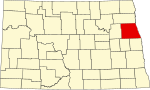 State map highlighting Grand Forks County