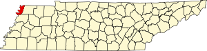Map of Tennessee highlighting Lake County