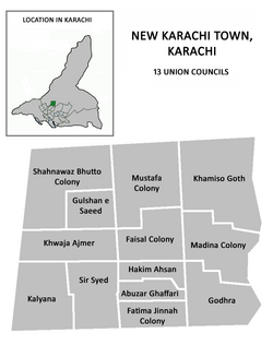 New Karachi Town was divided into 13 Union Councils
