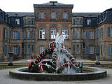 Easter Fountain in front of palace Fantaisie in Eckersdorf, district Bayreuth, Germany