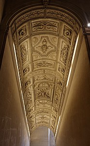Renaissance ceiling of the Henry II staircase in the Louvre Palace, Paris, by Étienne Carmoy, Raymond Bidollet, Jean Chrestien and François Lheureux, 1553[5]
