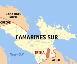 Map of Camarines Sur with Iriga highlighted