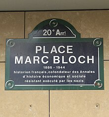 Street sign for Marc-Bloch, Paris 20