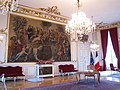 Main reception room (current state). On the wall: 1790s Gobelins tapestry, copy after The Parnassus by Raphael
