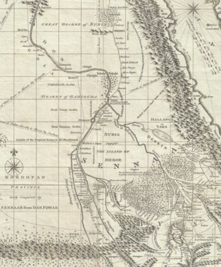 Map by traveller James Bruce, who traversed the country in the early 1770s