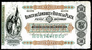 50 peso Uruguay banknote from 1872