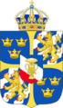 Swedish Royal Arms under the Vasas with Crown