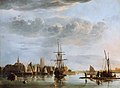 East Indiaman and hoys off Dordrecht, Aelbert Cuyp, (17th century)