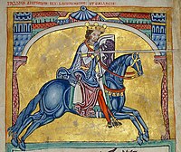 Alfonso IX of León, illustration of the Tumbo A. -Romanesque illuminated manuscripts-