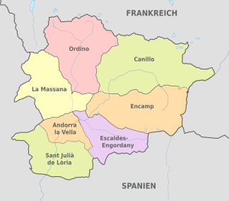 Administrative Gliederung Andorras: die sieben Pfarreien