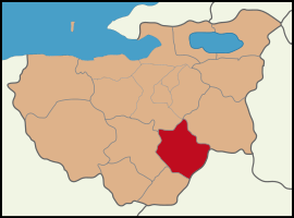 Map showing Keles District in Bursa Province