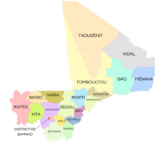 A map of former regions of Mali