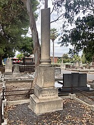 Ernest Alfred Roberts' memorial at West Terrace Cemetery in 2022