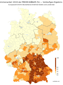 Stimmenanteil (%) 2019 – FREIE WÄHLER