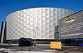Die Fassadenstruktur der Arena