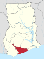 Location of Central Region in Ghana