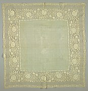 19th century handkerchief made from piña with cotton embroidery