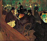 At the Moulin Rouge; by Henri de Toulouse-Lautrec; 1892/1895; oil on canvas, 1.23 × 1.41 m; Art Institute of Chicago[223]