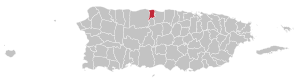 Map of Puerto Rico highlighting Barceloneta Municipality