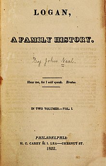 Black text on yellowed paper giving the title, author, and publication information for Logan