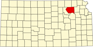 Map of Kansas highlighting Pottawatomie County