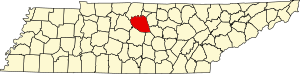 Map of Tennessee highlighting Wilson County