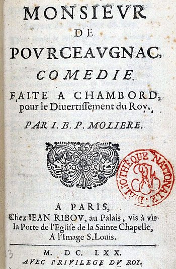 Monsieur de Pourceaugnac, Molière, couverture