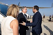 Secretary Blinken with Republic of Cyprus President Nikos Christodoulides at Larnaca Airport, Cyprus, November 2023