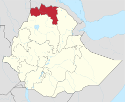 Map of Ethiopia showing Tigray Region