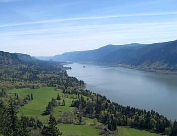 View of Columbia River Gorge from Cape Horn Trail, looking east toward Beacon Rock