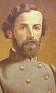 Old painting of a Confederate American Civil War general in uniform with beard