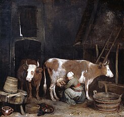 A Maid Milking a Cow in a Barn (c. 1652–54)
