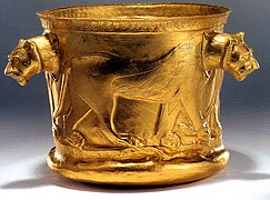 The Hyrcanian Golden cup. Dated first half of first millennium. Excavated at Kelardasht, Mazandaran.