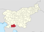 Karte von Slowenien, Position von Občina Ilirska Bistrica hervorgehoben
