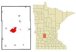 Location of the city of Willmar within Kandiyohi County in the state of Minnesota