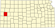 Map of Kansas highlighting Wichita County