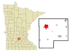 Location in McLeod County and the state of Minnesota