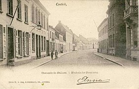 Postcard picturing "Chaussée de Malines, Mechelsesteenweg" from around 1900