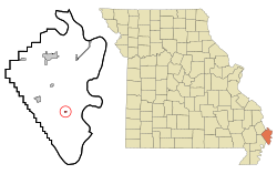 Location in Mississippi County and the state of Missouri