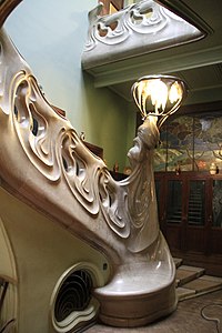 Main staircase of Ryabushinsky House in Moscow by Schechtel (1900)