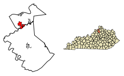 Location of Sparta in Owen County, Kentucky.
