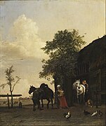 Figures with Horses by a Stable (1647)