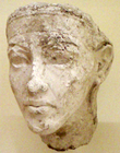 A plaster portrait of Akhenaten (or possibly his immediate successor Smenkhkare) from the workshop of the sculptor Thutmose, on display at the Ägyptisches Museum
