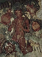 Junger Mann in Lotusteich, Deckenfresco in Sittanvasal, 850 n. Chr.
